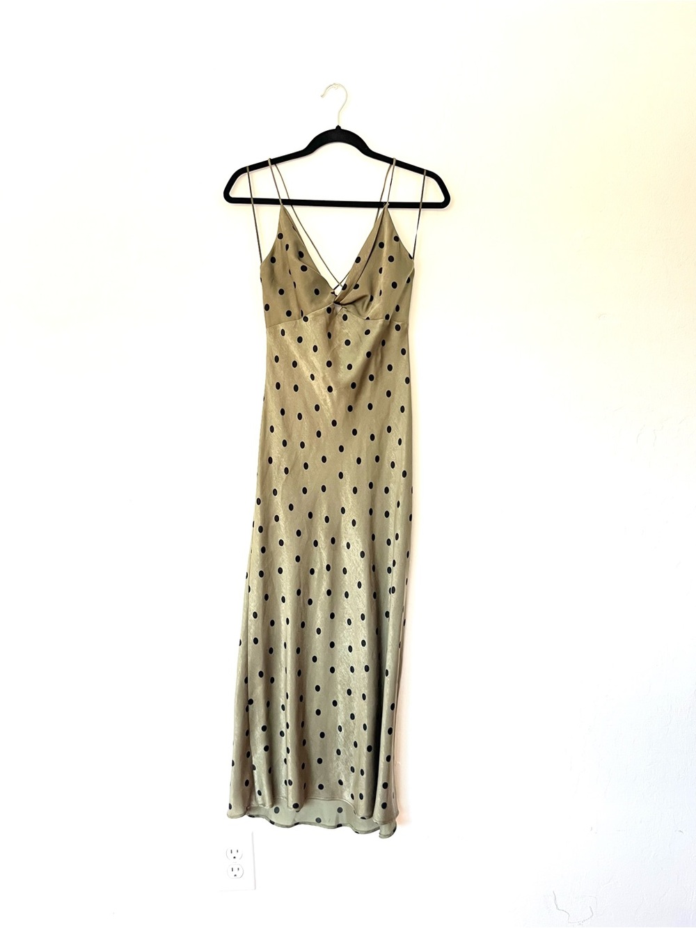 Zara Satin Polka Dot Midi Dress - Picture 3 of 9
